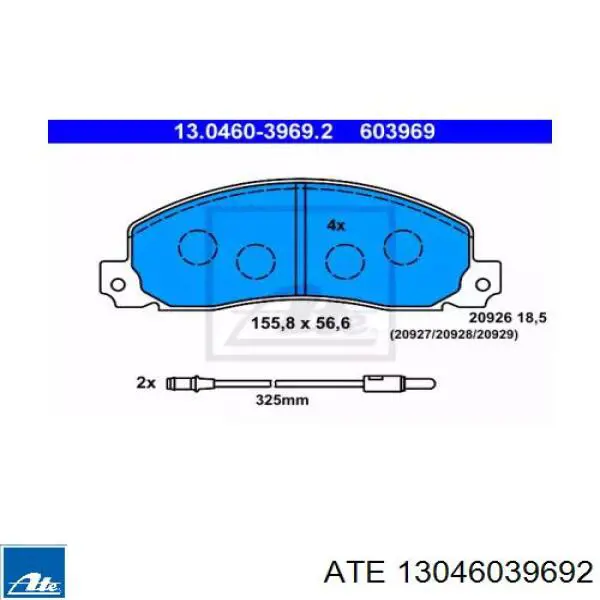 Передние тормозные колодки 13046039692 ATE