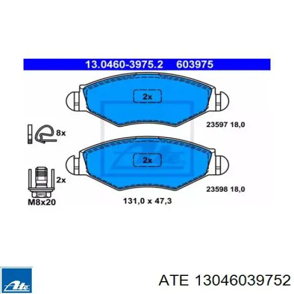 Колодки ATE 13046039752 цена, от 20.25 USD