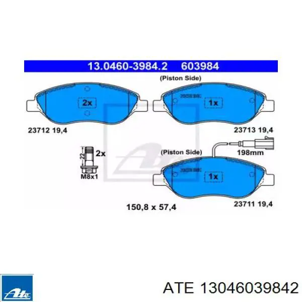 Передние тормозные колодки 13046039842 ATE