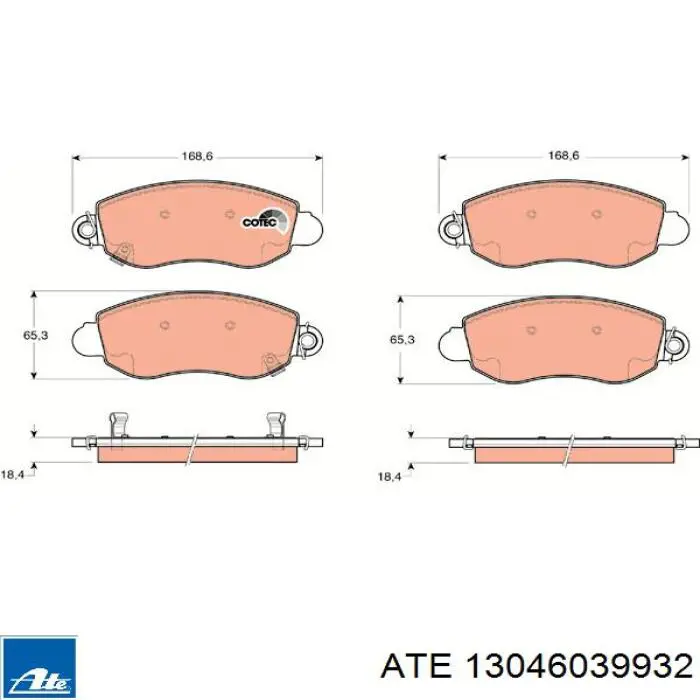 Передние тормозные колодки 13046039932 ATE