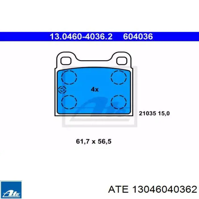 Задние тормозные колодки 13046040362 ATE