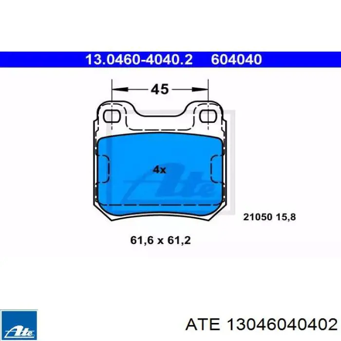 Задние тормозные колодки 13046040402 ATE