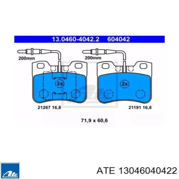 Передние тормозные колодки 13046040422 ATE