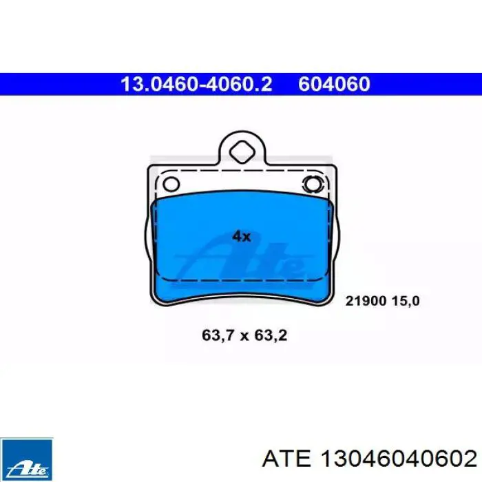 Задние тормозные колодки 13046040602 ATE