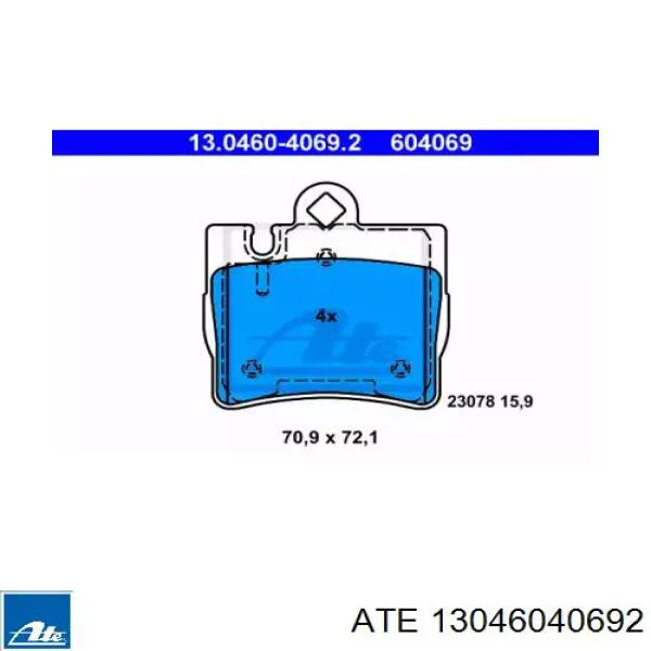 Задние тормозные колодки 13046040692 ATE