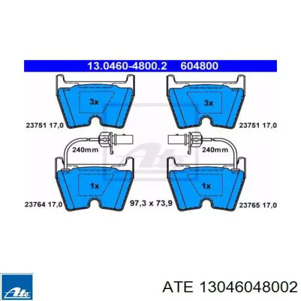 Колодки ATE 13046048002 цена, от 135.19 USD