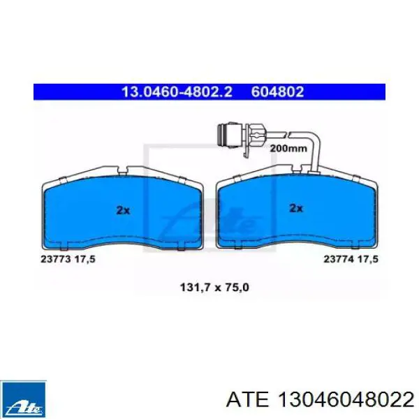 Передние тормозные колодки 13046048022 ATE