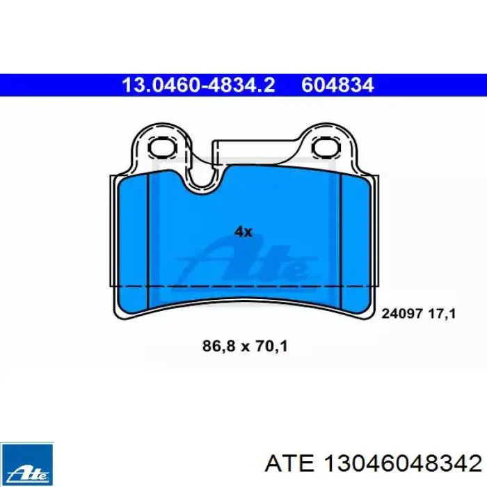 Задние тормозные колодки 13046048342 ATE