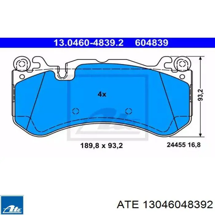 13.0460-4839.2 ATE передние тормозные колодки