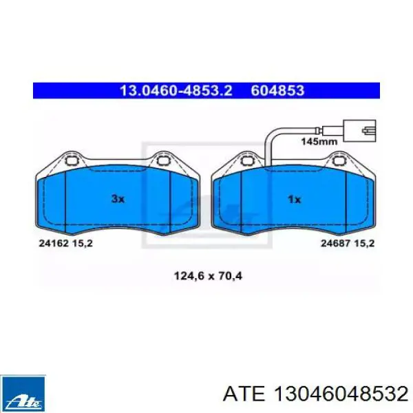 Передние тормозные колодки 13046048532 ATE