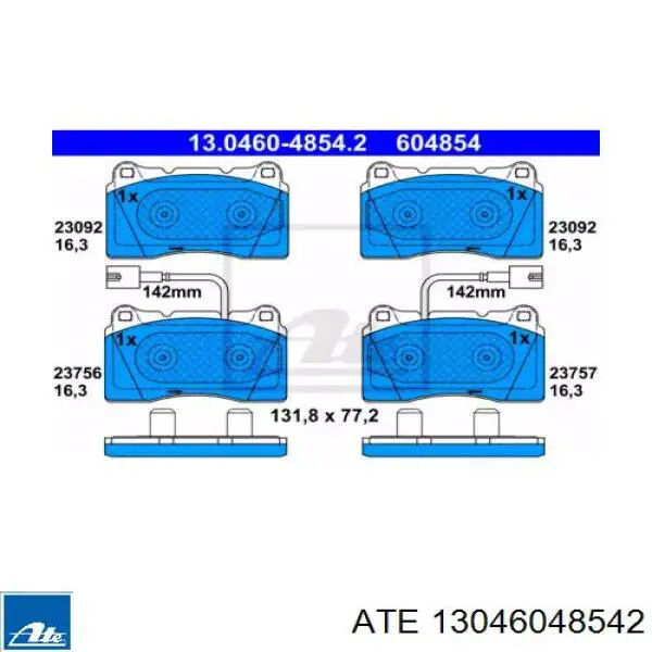 Передние тормозные колодки 13046048542 ATE