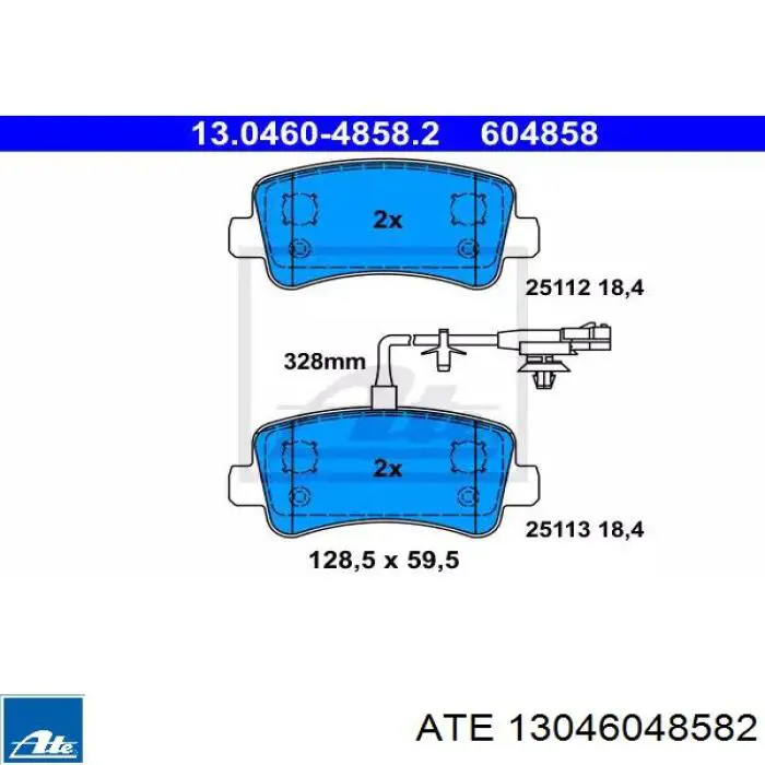 Задние тормозные колодки 13046048582 ATE