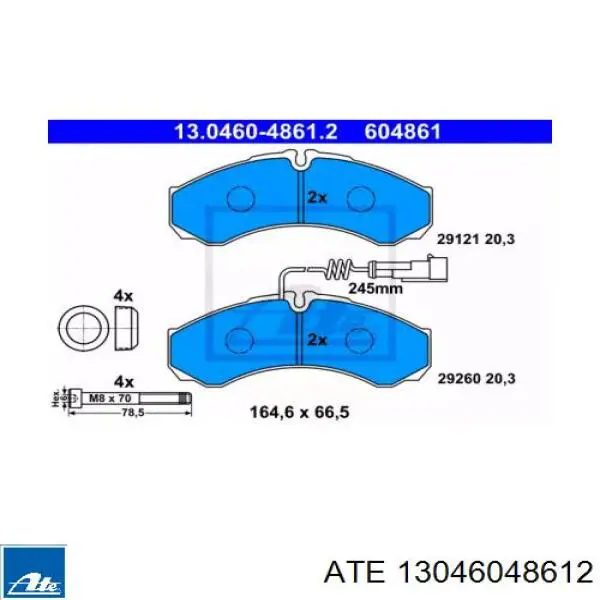 Задние тормозные колодки 13046048612 ATE