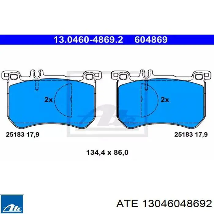 Передние тормозные колодки 13046048692 ATE