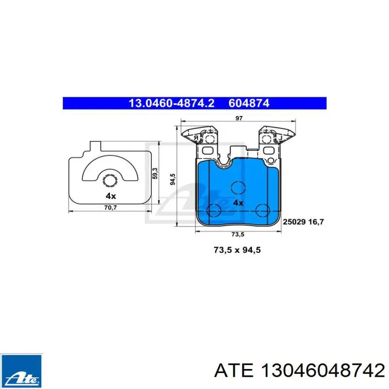 Колодки дисковые  ATE 13046048742 цена, от 89.31 USD
