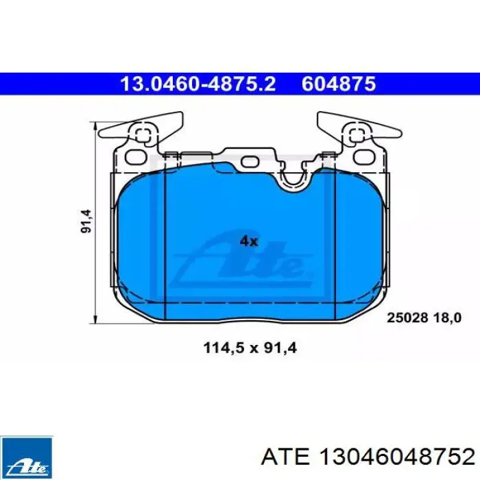 Передние тормозные колодки 13046048752 ATE