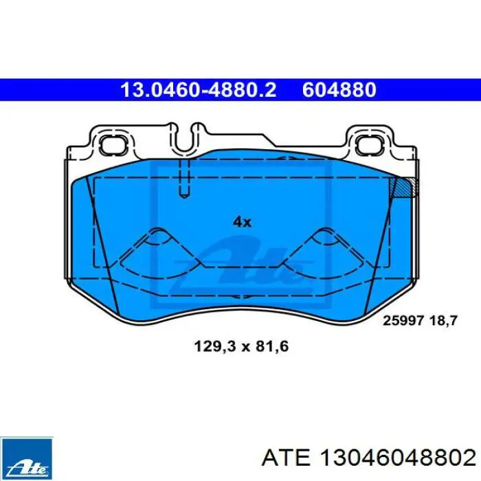Передние тормозные колодки 13046048802 ATE