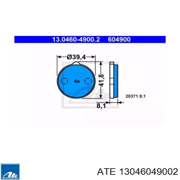 Задние тормозные колодки 13046049002 ATE