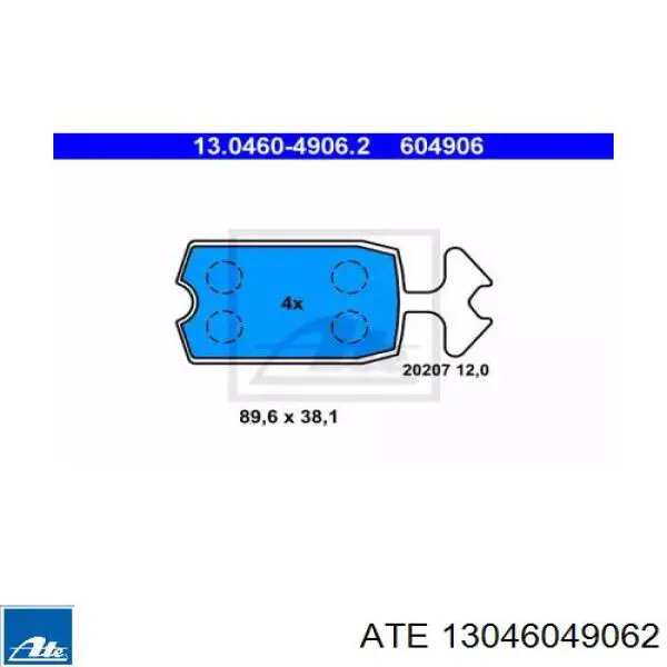 Передние тормозные колодки 13046049062 ATE