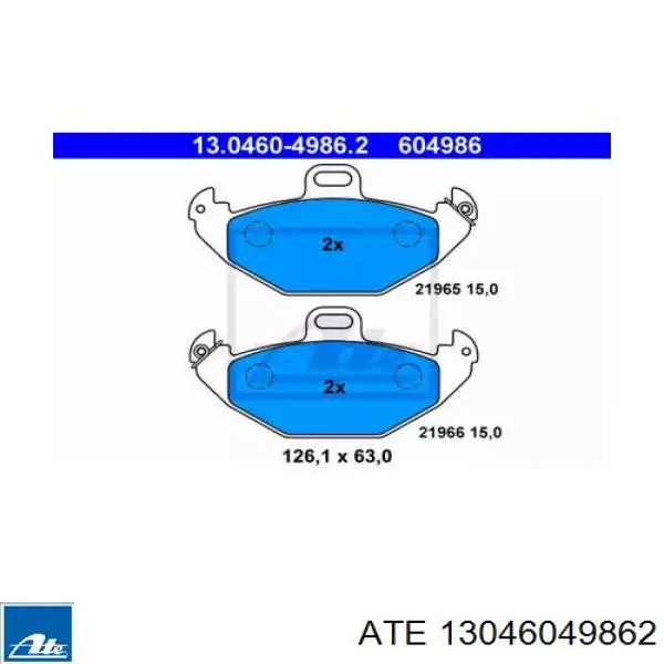 Задние тормозные колодки 13046049862 ATE