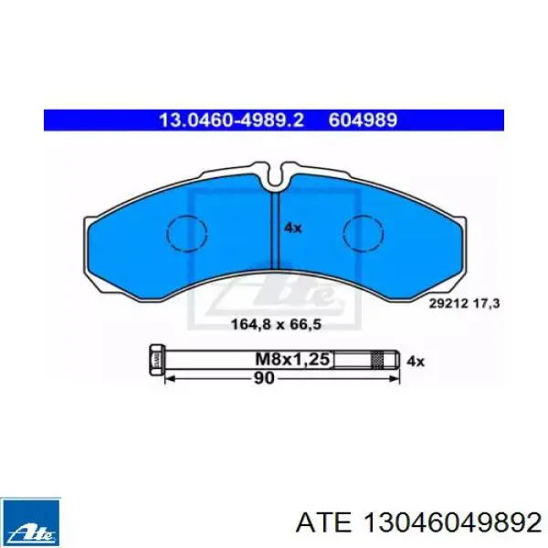 Передние тормозные колодки 13046049892 ATE