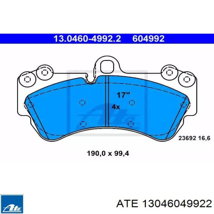 Передние тормозные колодки 13046049922 ATE