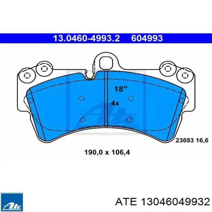 Передние тормозные колодки 13046049932 ATE