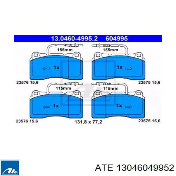 Передние тормозные колодки 13046049952 ATE