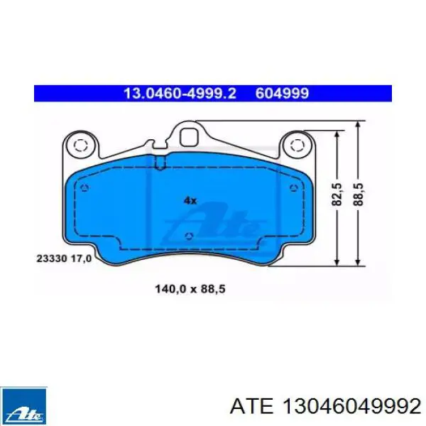 Передние тормозные колодки 13046049992 ATE