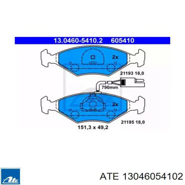 Передние тормозные колодки 13046054102 ATE