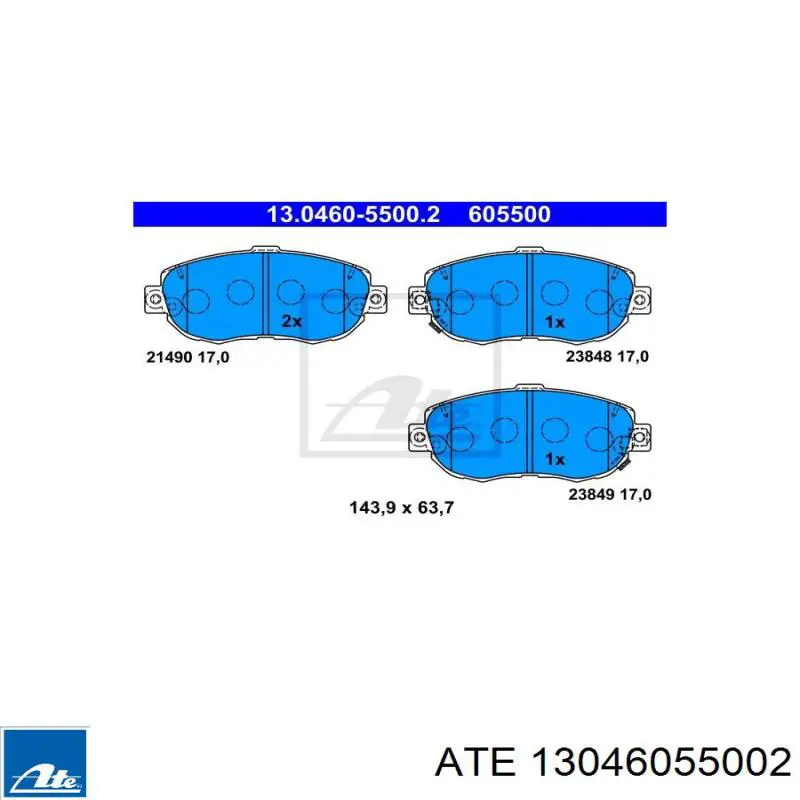 Передние тормозные колодки 13046055002 ATE