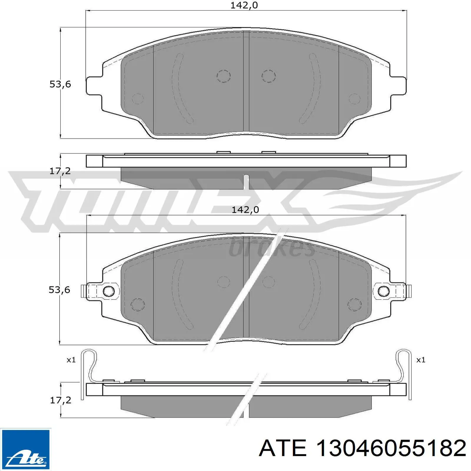 Передние тормозные колодки 13046055182 ATE