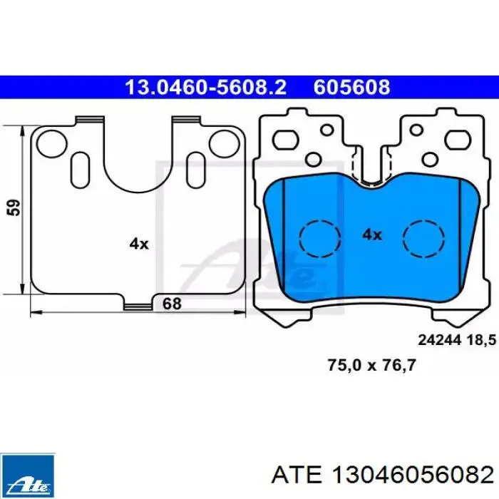Задние тормозные колодки 13046056082 ATE