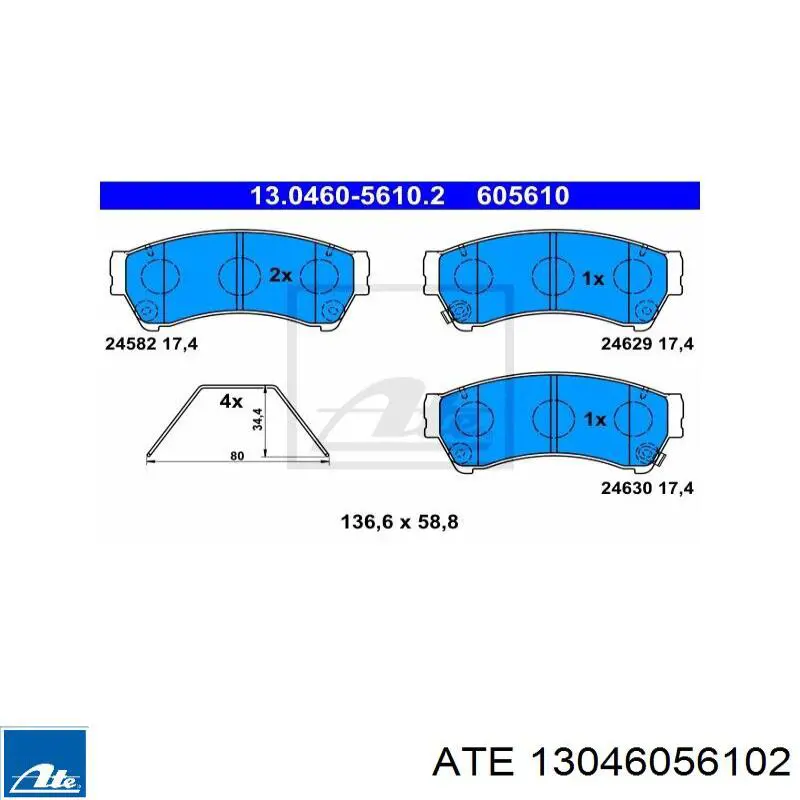 Колодки ATE 13046056102 цена, от 31.67 USD