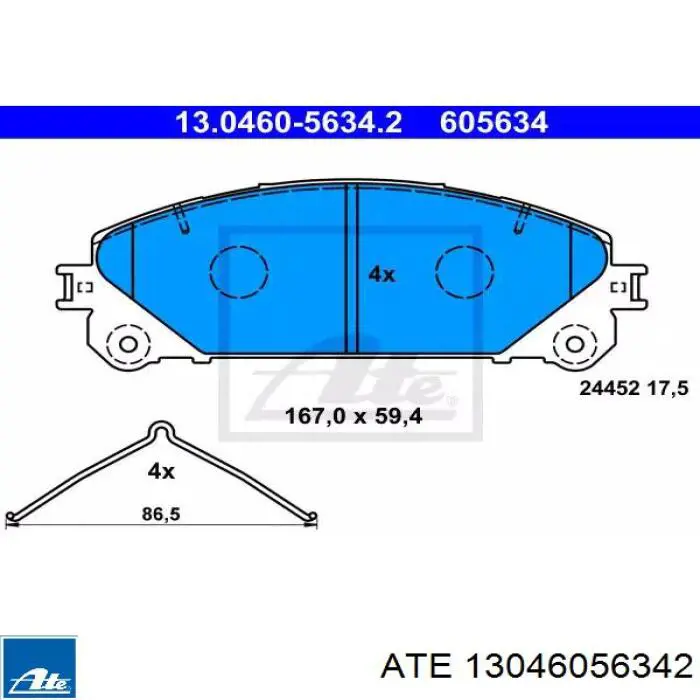 Передние тормозные колодки 13046056342 ATE