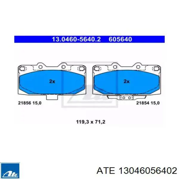 Передние тормозные колодки 13046056402 ATE