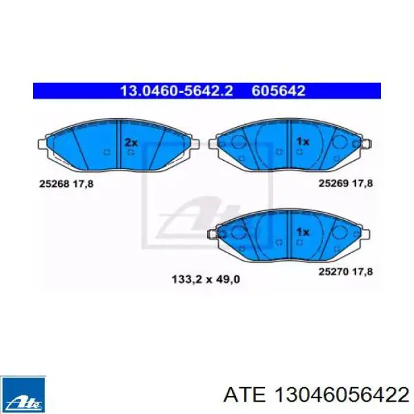 Передние тормозные колодки 13046056422 ATE