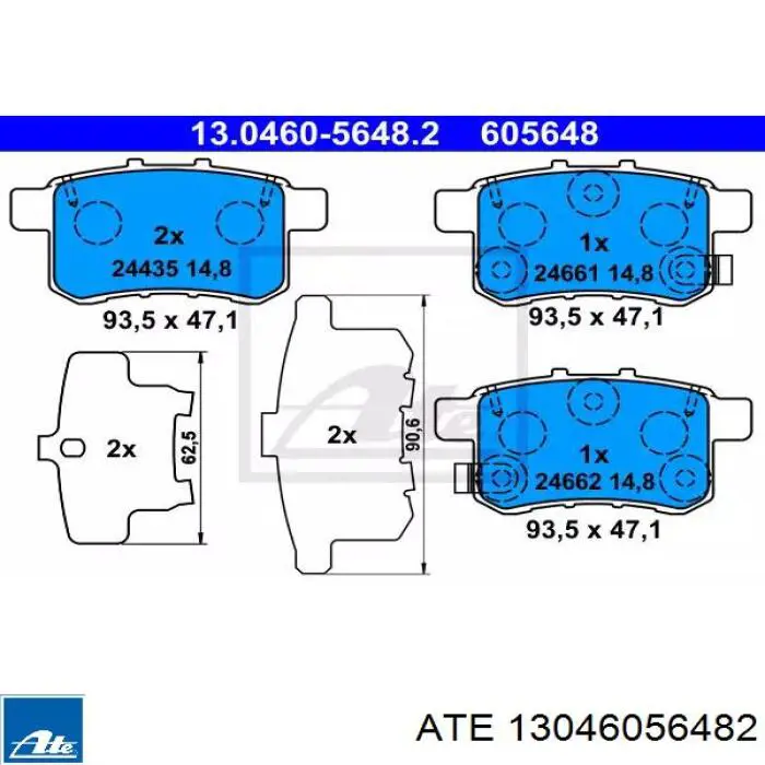 13046056482 ATE sapatas do freio traseiras de disco