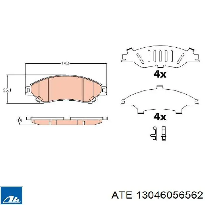 Pastillas de freno delanteras 13046056562 ATE