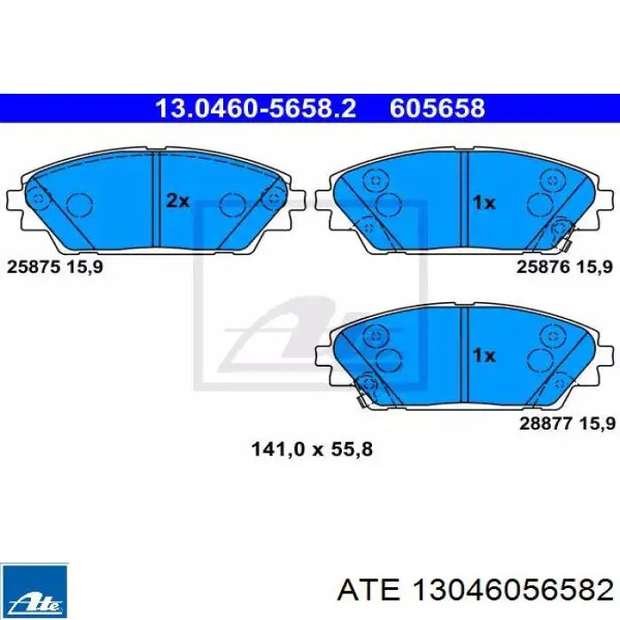 Передние тормозные колодки 13046056582 ATE