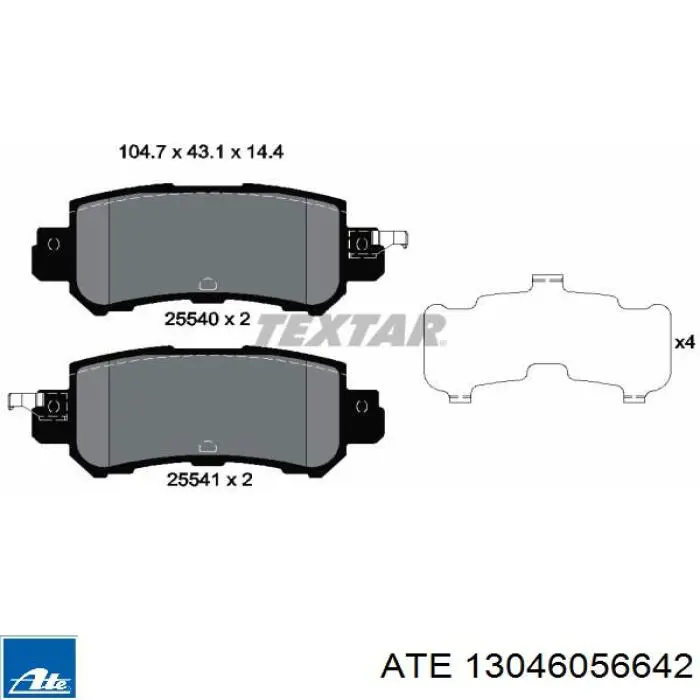 Задние тормозные колодки 13046056642 ATE