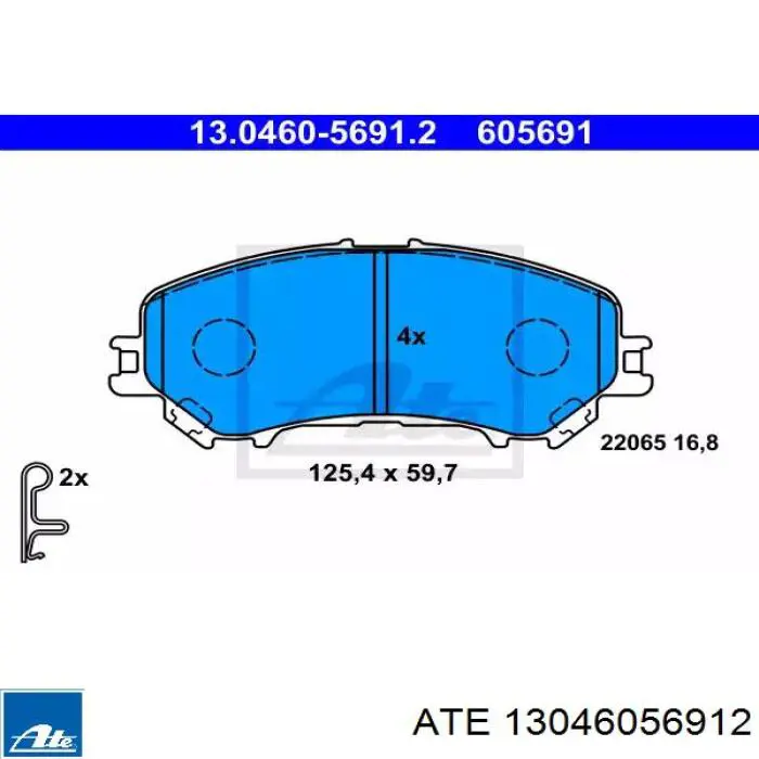 13.0460-5691.2 ATE sapatas do freio dianteiras de disco
