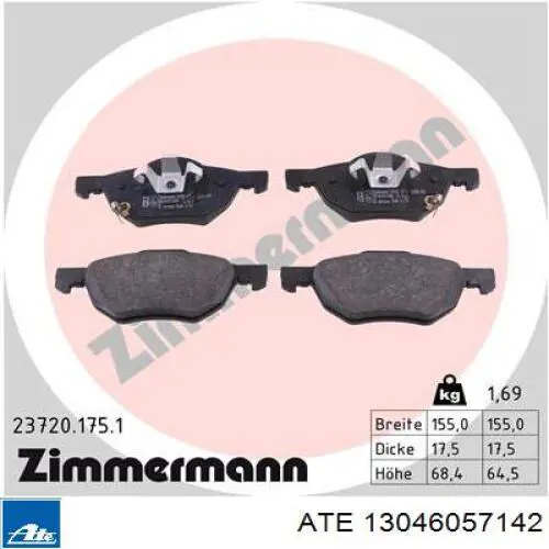 Колодки ATE 13046057142 цена, от 33.51 USD
