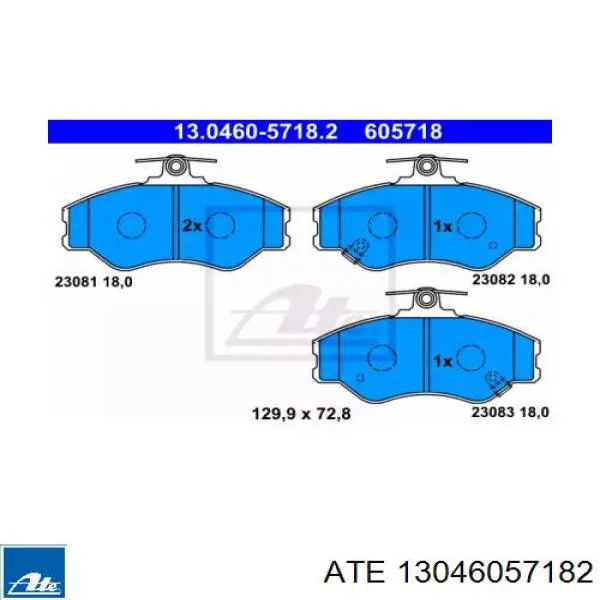 Передние тормозные колодки 13046057182 ATE