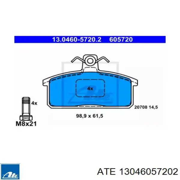 Задние тормозные колодки 13046057202 ATE
