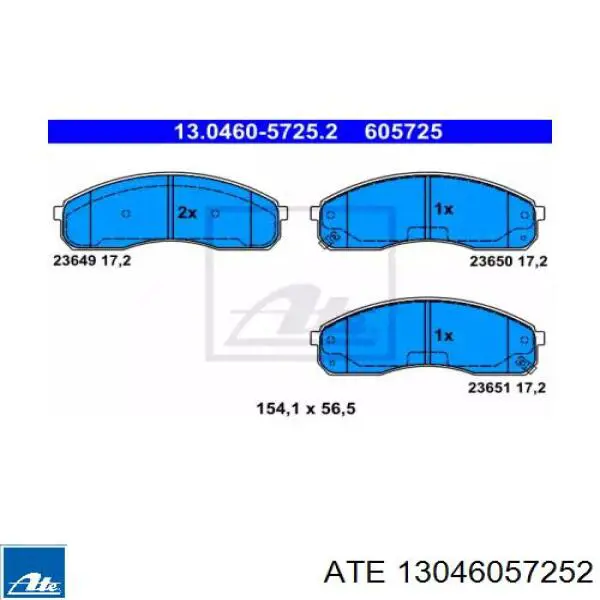 Передние тормозные колодки 13046057252 ATE