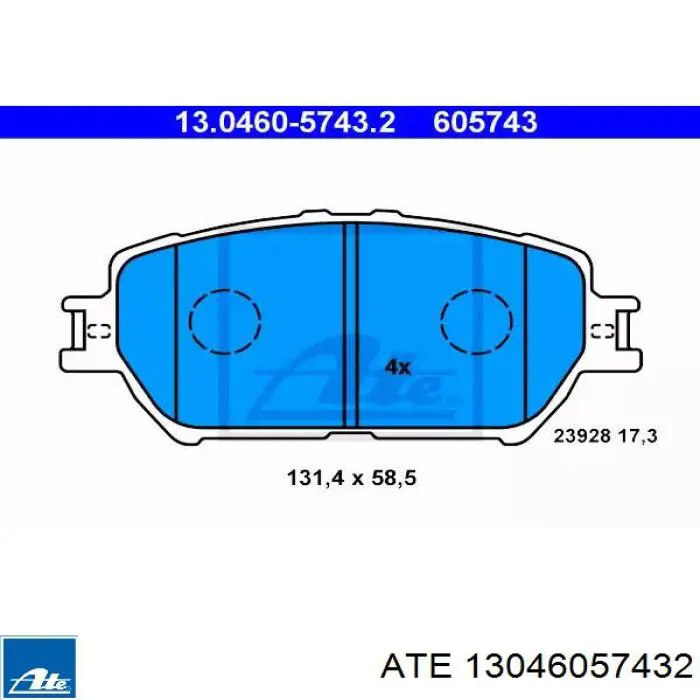 Передние тормозные колодки 13046057432 ATE