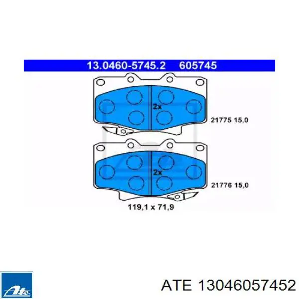 Передние тормозные колодки 13046057452 ATE