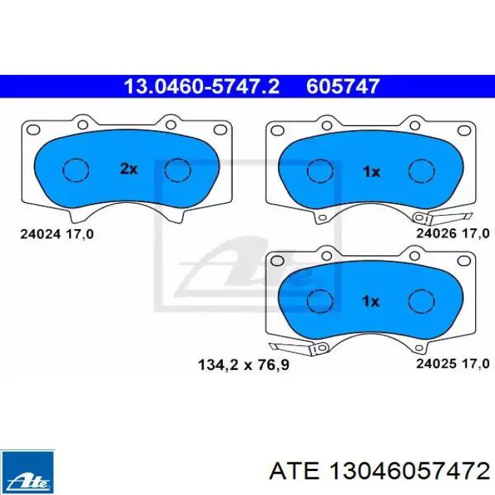 Передние тормозные колодки 13046057472 ATE