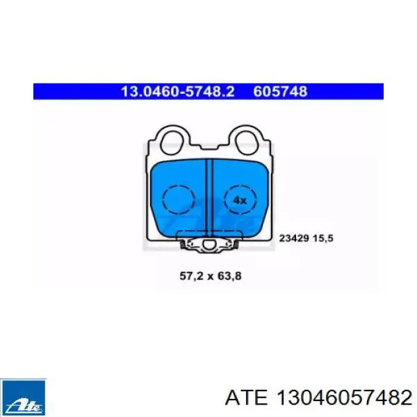Колодки гальмові задні, дискові 13046057482 ATE